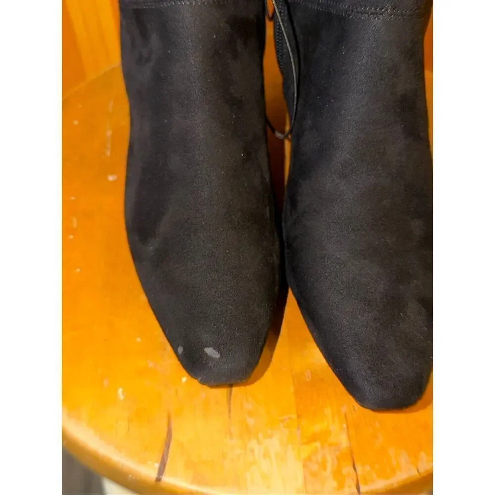 Worthington Valto Faux Suede Black High Over Knee Heeled Boots Size 6M nwt Read